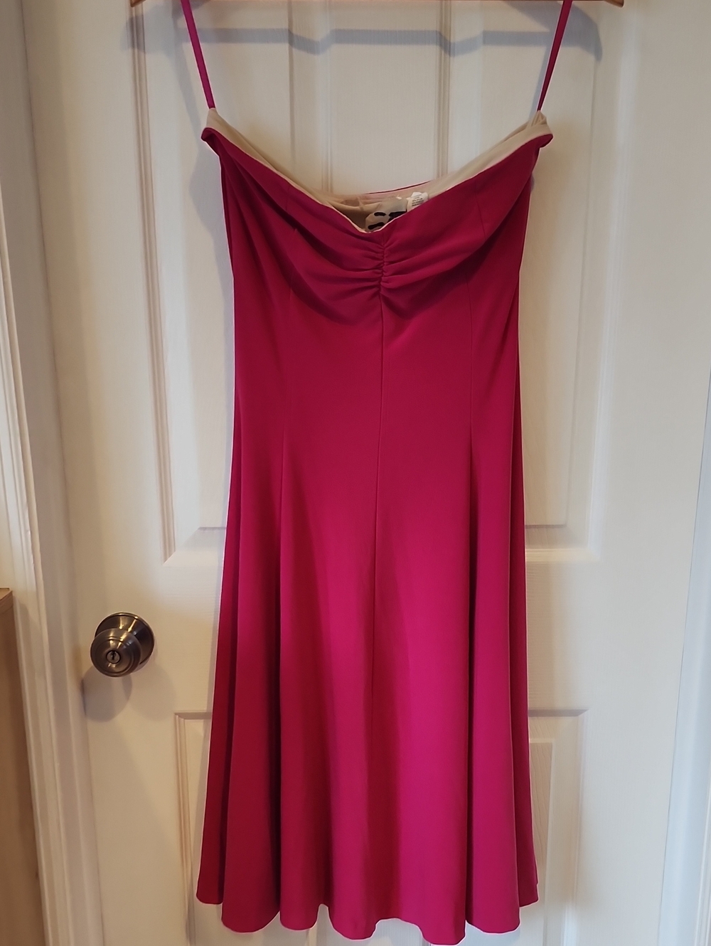 Norma Kamali Fuchsia Skater Skirt with Cream Trim